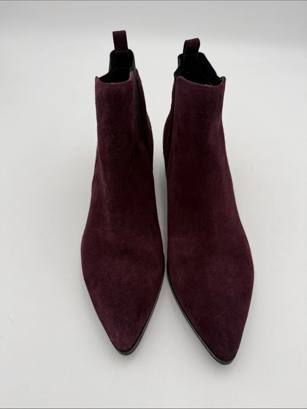 Marc Fisher Burgundy Suede Pointed Chelsea Booties women 9M pull on casual retro